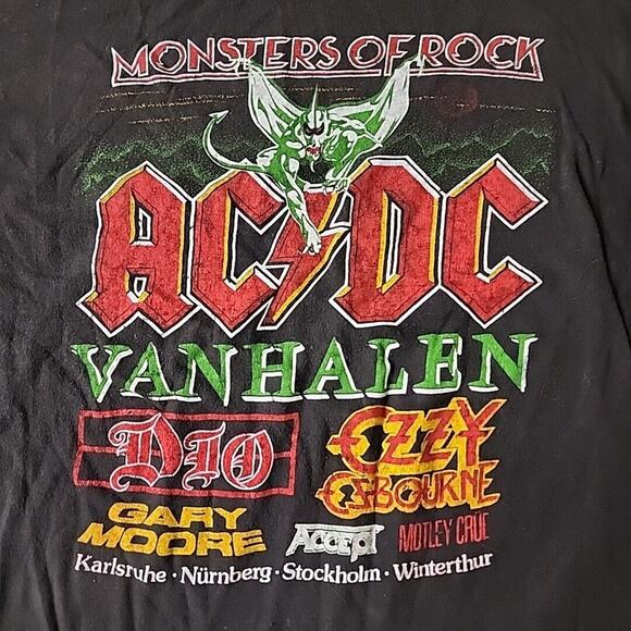 Monsters of Rock Festival 84 AC DC Ozzy Dio Halen Accept Crue Tour Shirt Size XL - Picture 2 of 5